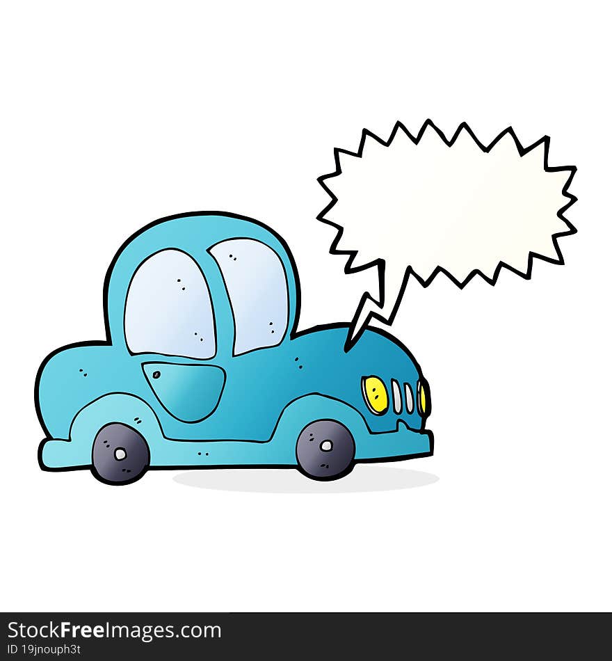 cartoon car with speech bubble