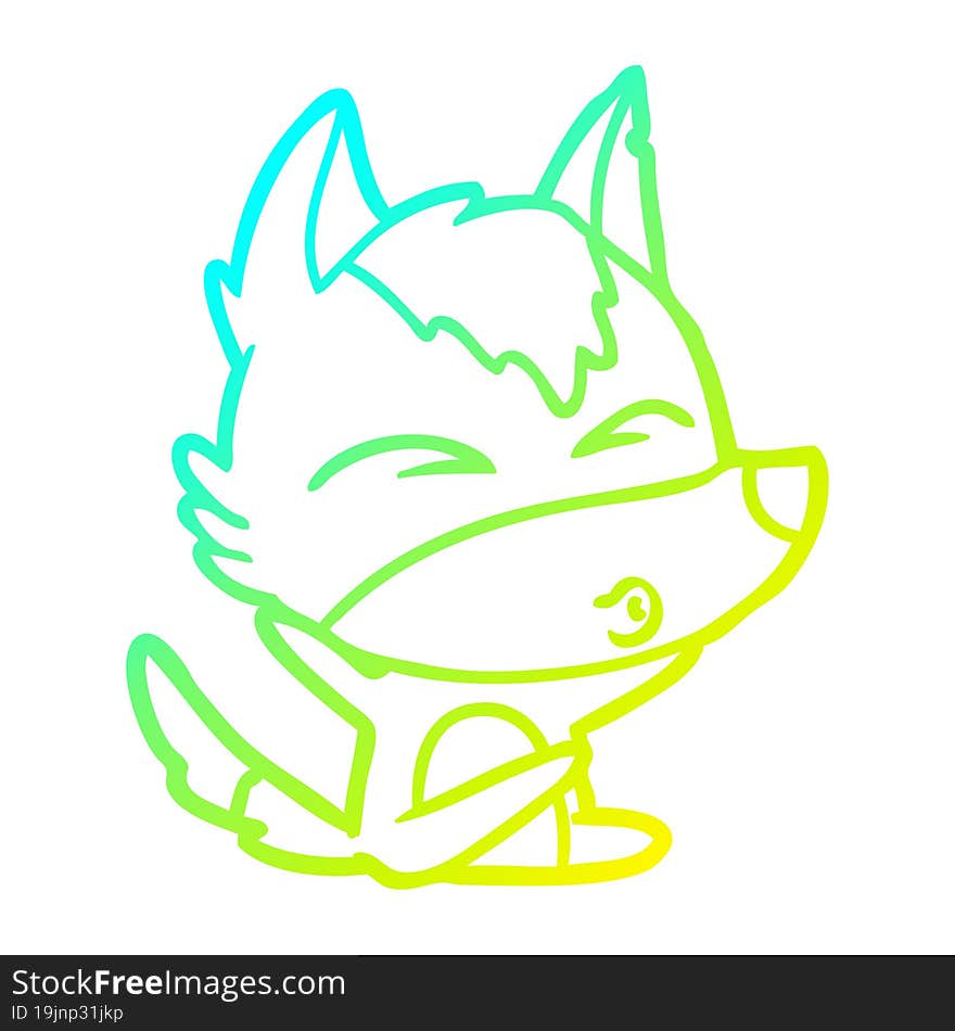 cold gradient line drawing cartoon wolf whistling