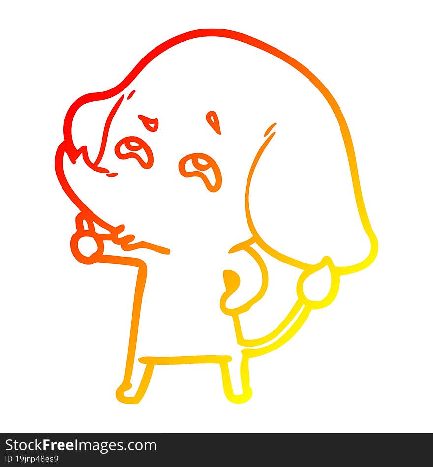 warm gradient line drawing cartoon elephant remembering