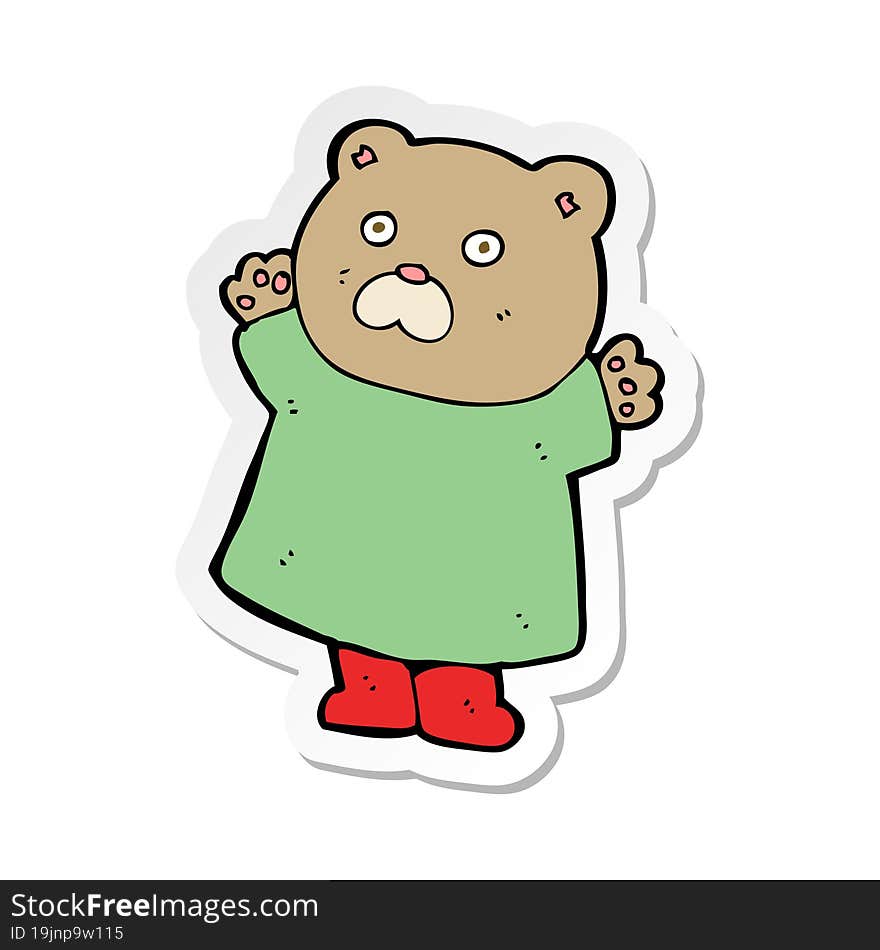 sticker of a funny cartoon bear