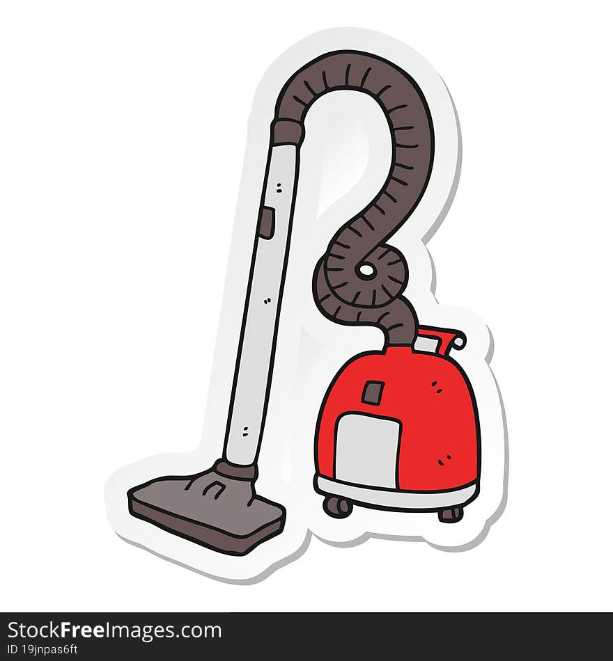 Sticker Of A Cartoon Vacuum Cleaner