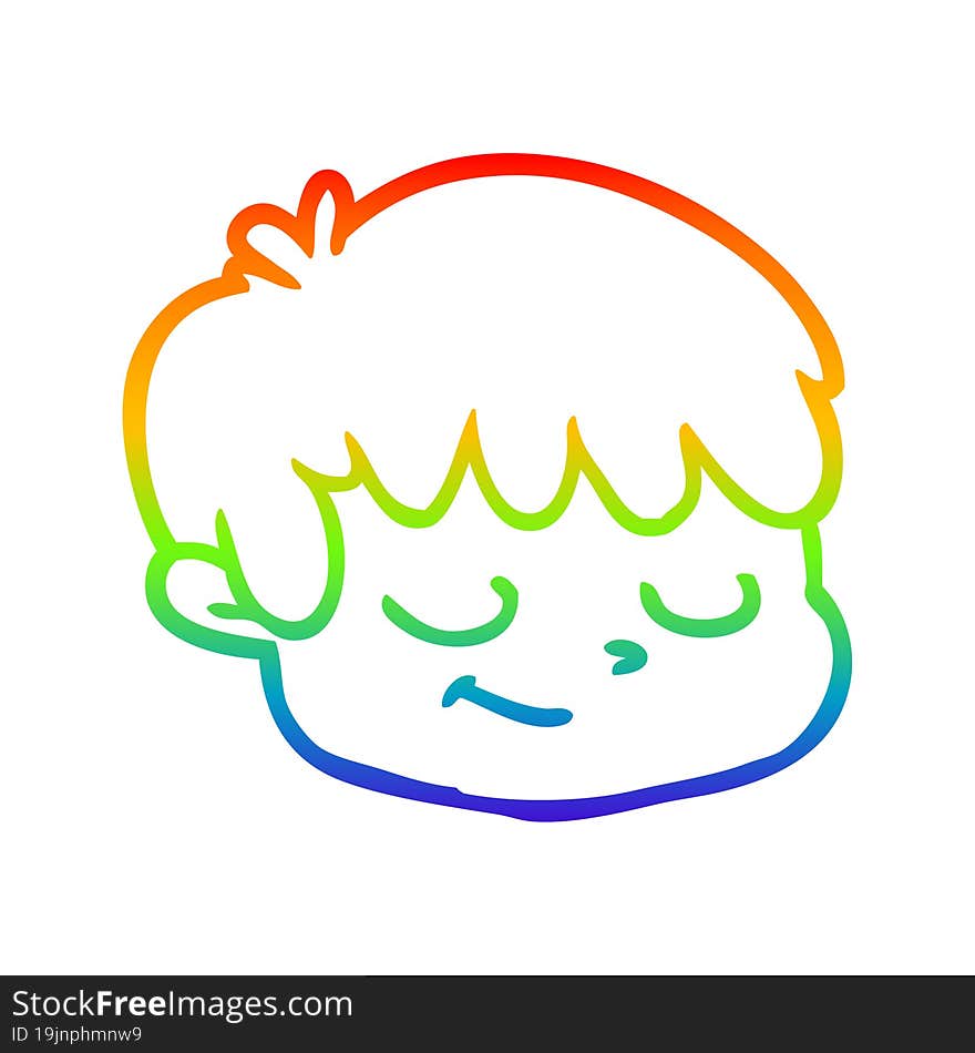 rainbow gradient line drawing cartoon male face