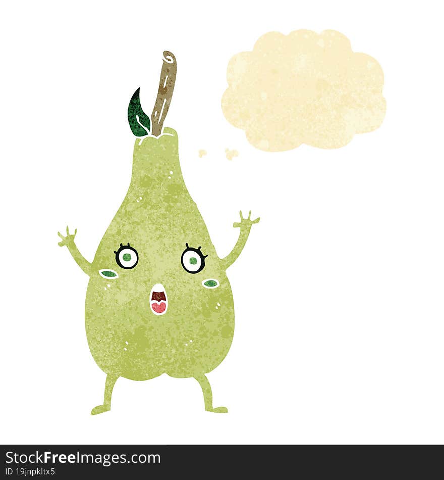 Cartoon Frightened Pear With Thought Bubble