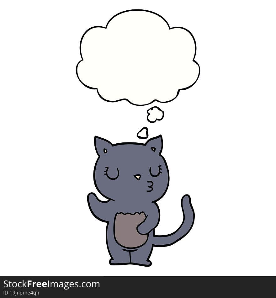 Cute Cartoon Cat And Thought Bubble