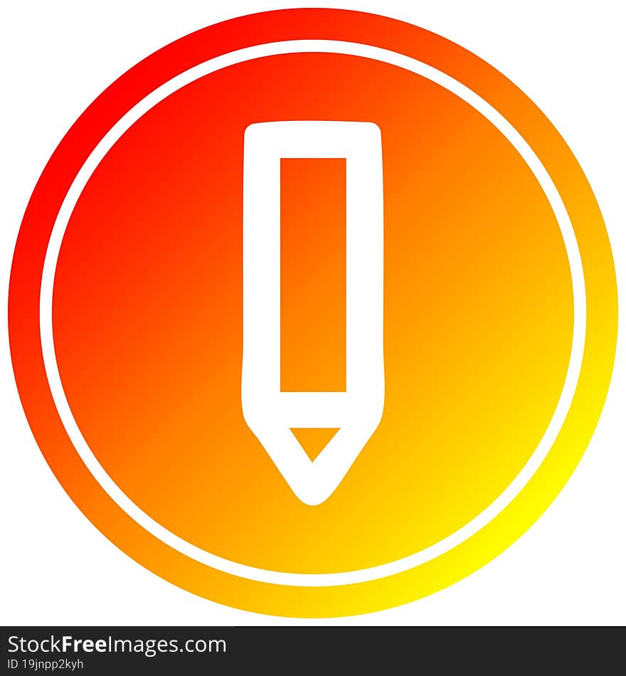 simple pencil circular icon with warm gradient finish. simple pencil circular icon with warm gradient finish