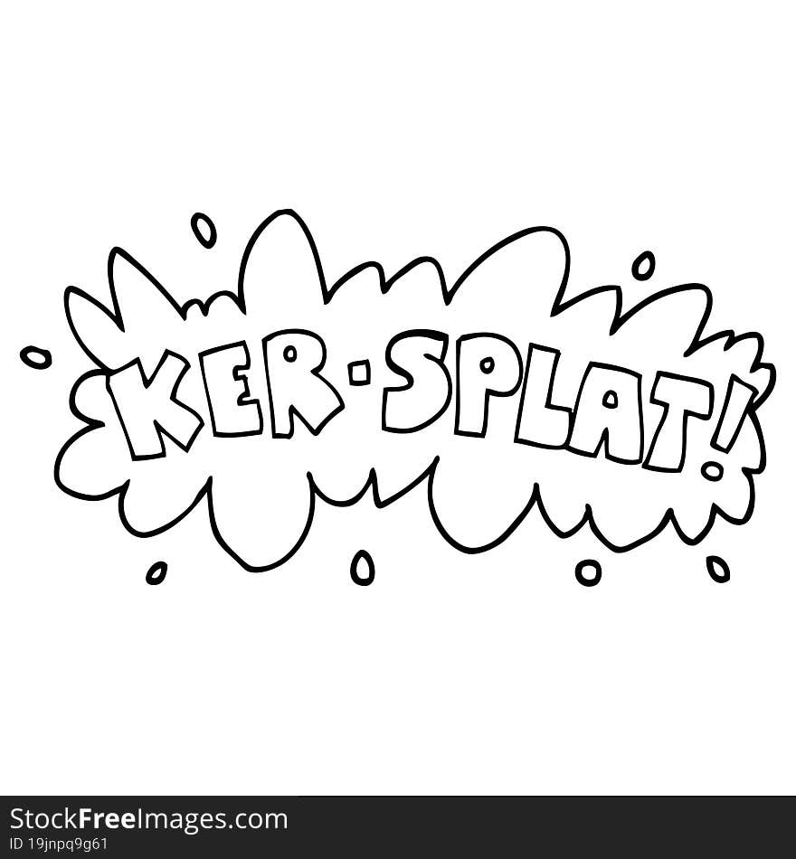 Line Drawing Cartoon Wording Ker-splat