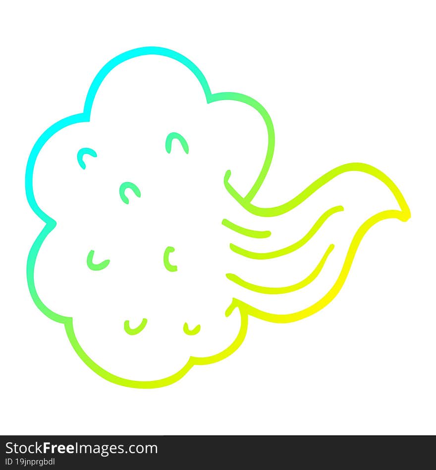 Cold Gradient Line Drawing Cartoon Whooshing Cloud