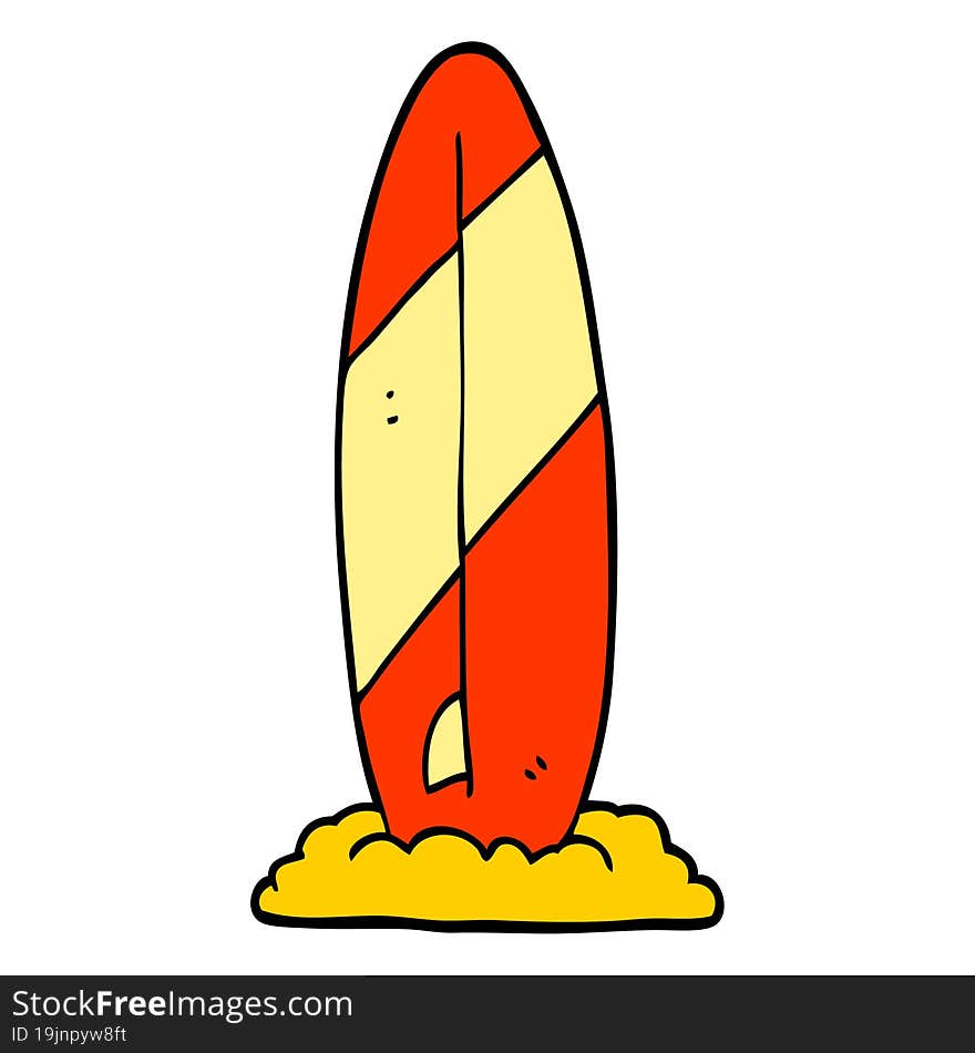 hand drawn doodle style cartoon surf board