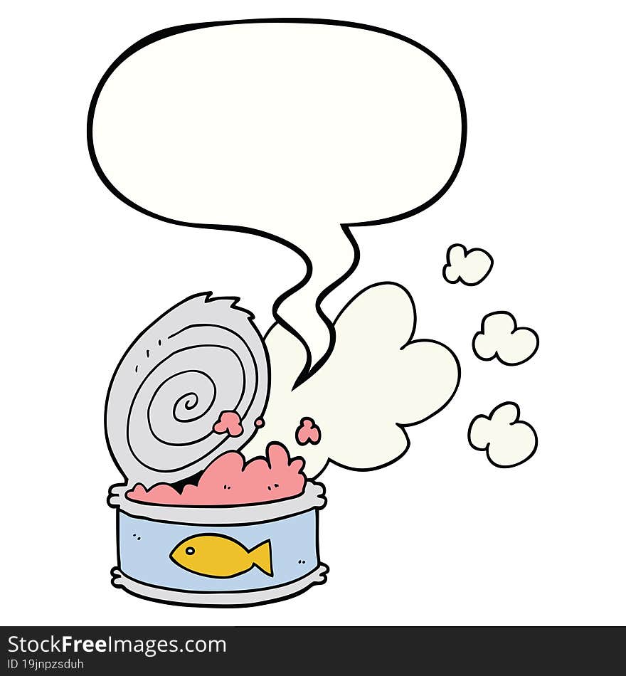 cartoon smelly can of fish and speech bubble