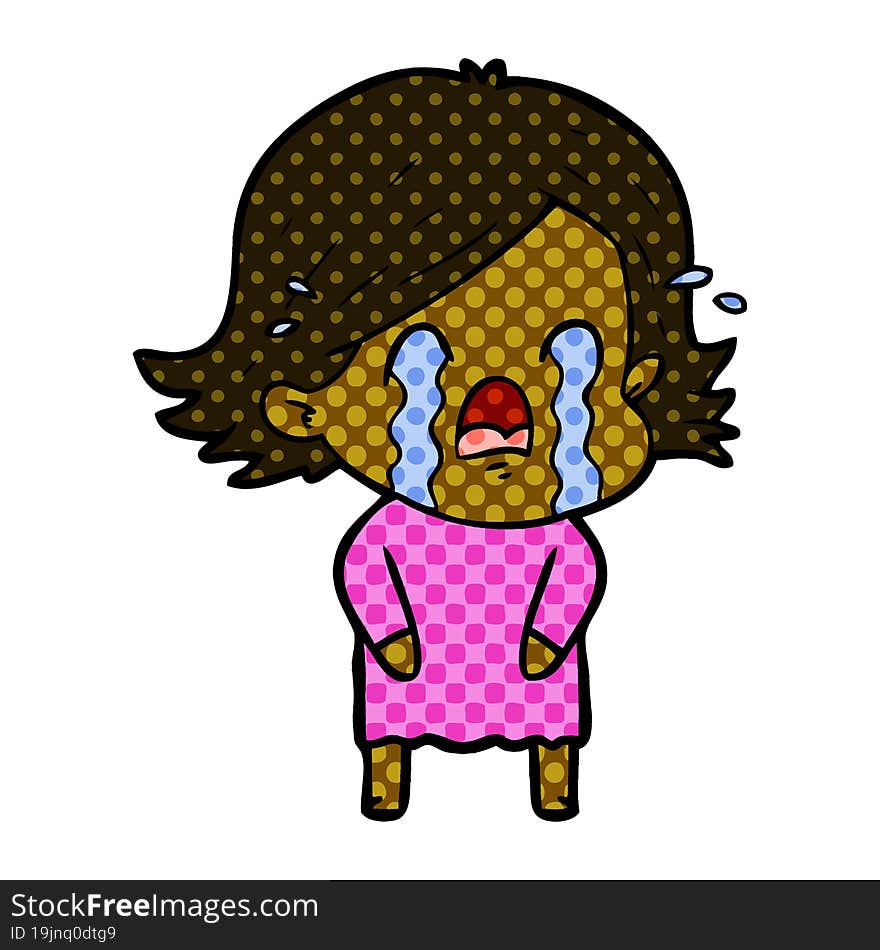 cartoon woman crying. cartoon woman crying