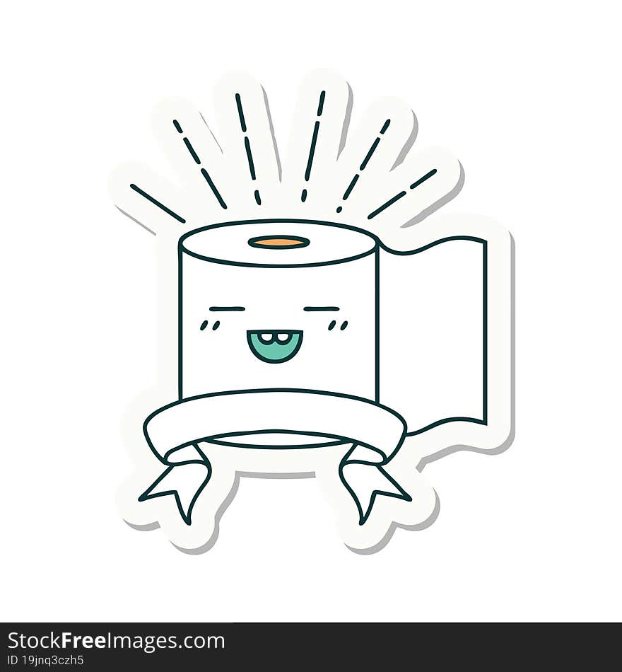 sticker of tattoo style toilet paper character