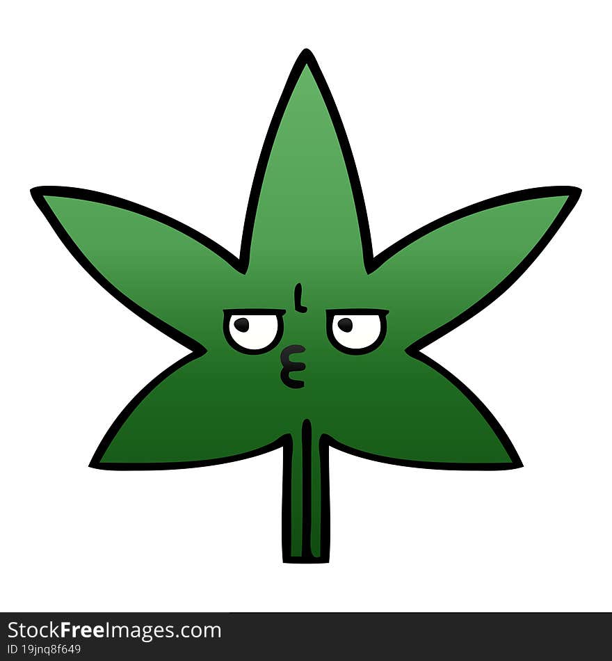 Gradient Shaded Cartoon Marijuana Leaf