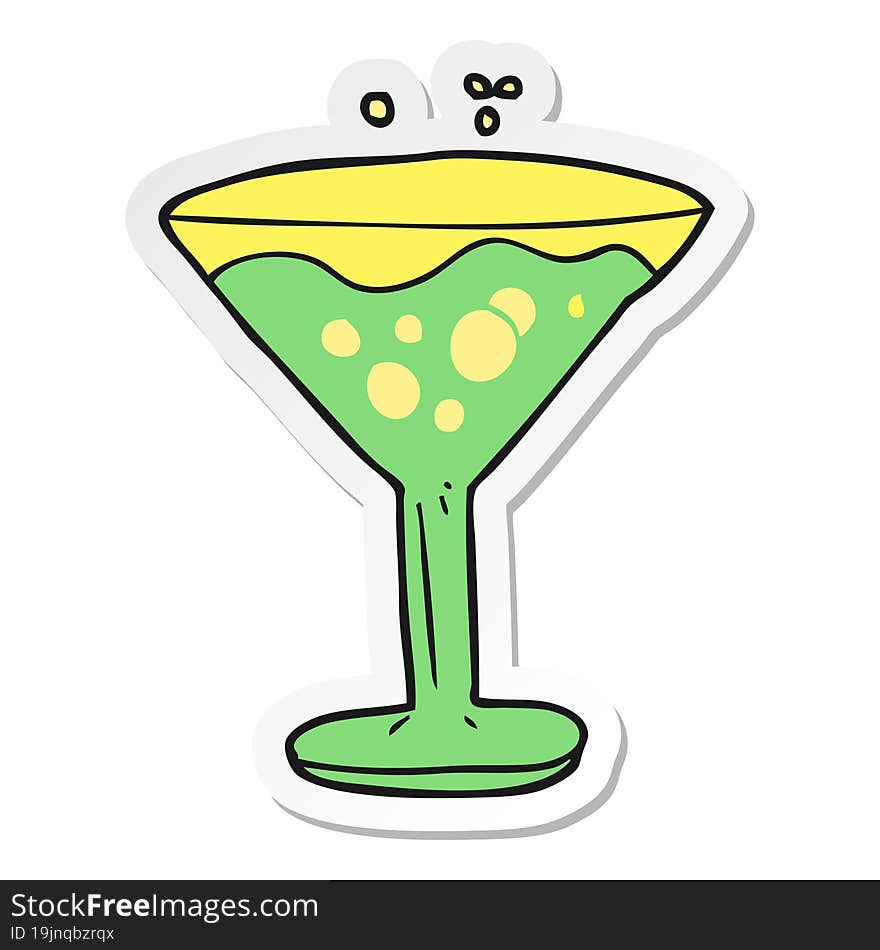 Sticker Of A Cartoon Cocktail