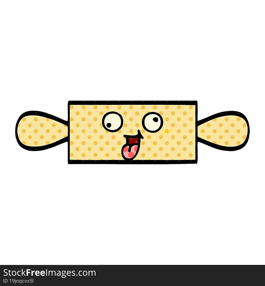 comic book style cartoon of a rolling pin