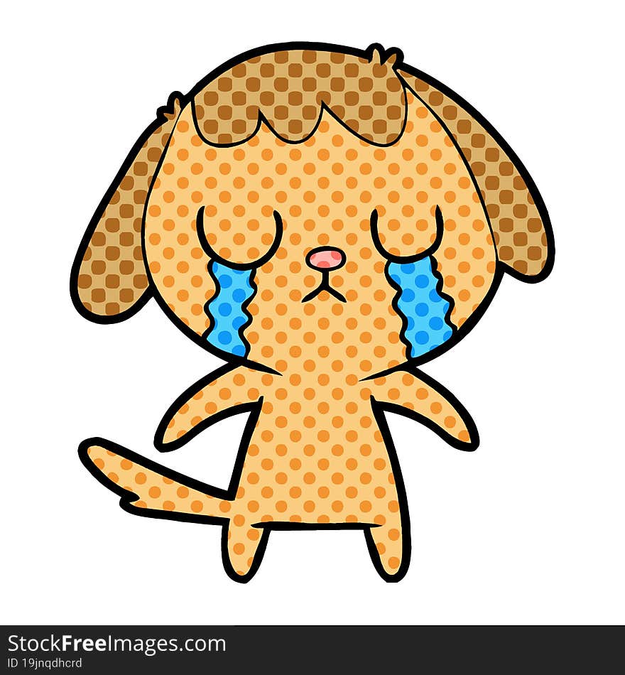 cute cartoon dog crying. cute cartoon dog crying