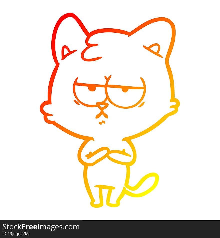 warm gradient line drawing bored cartoon cat