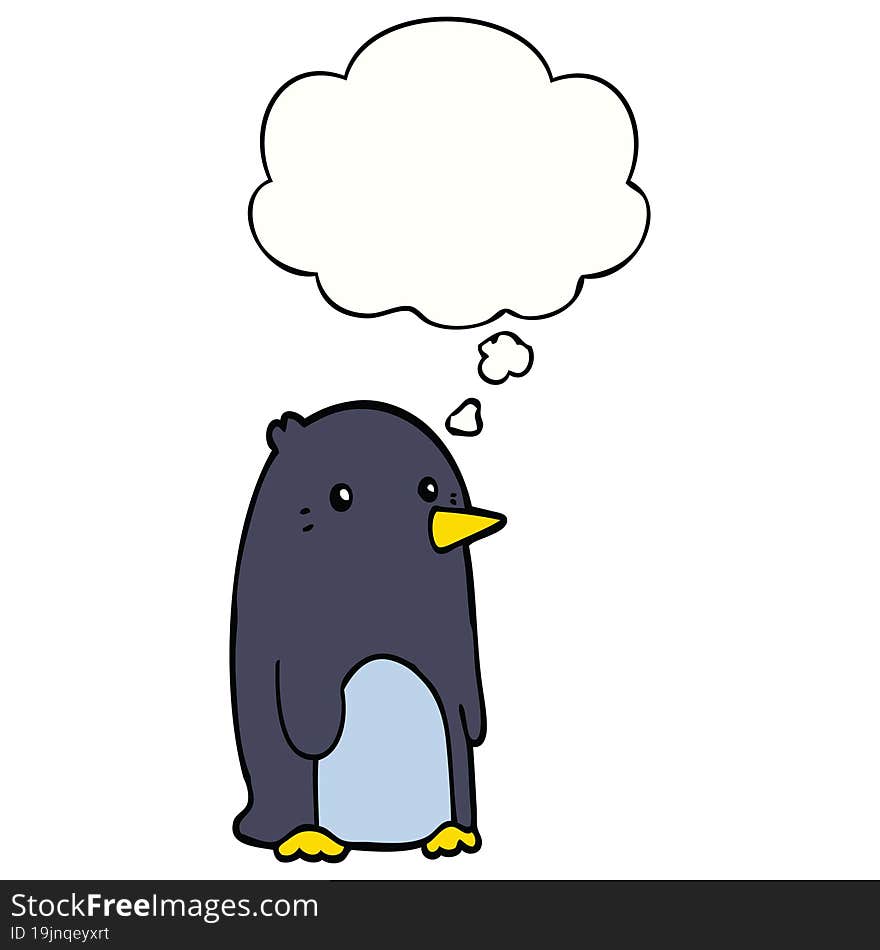 cartoon penguin with thought bubble. cartoon penguin with thought bubble