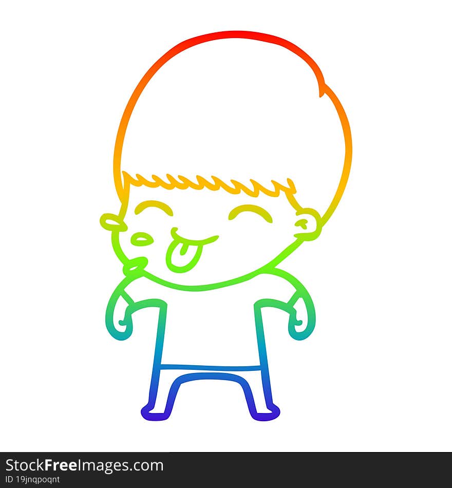 rainbow gradient line drawing funny cartoon boy