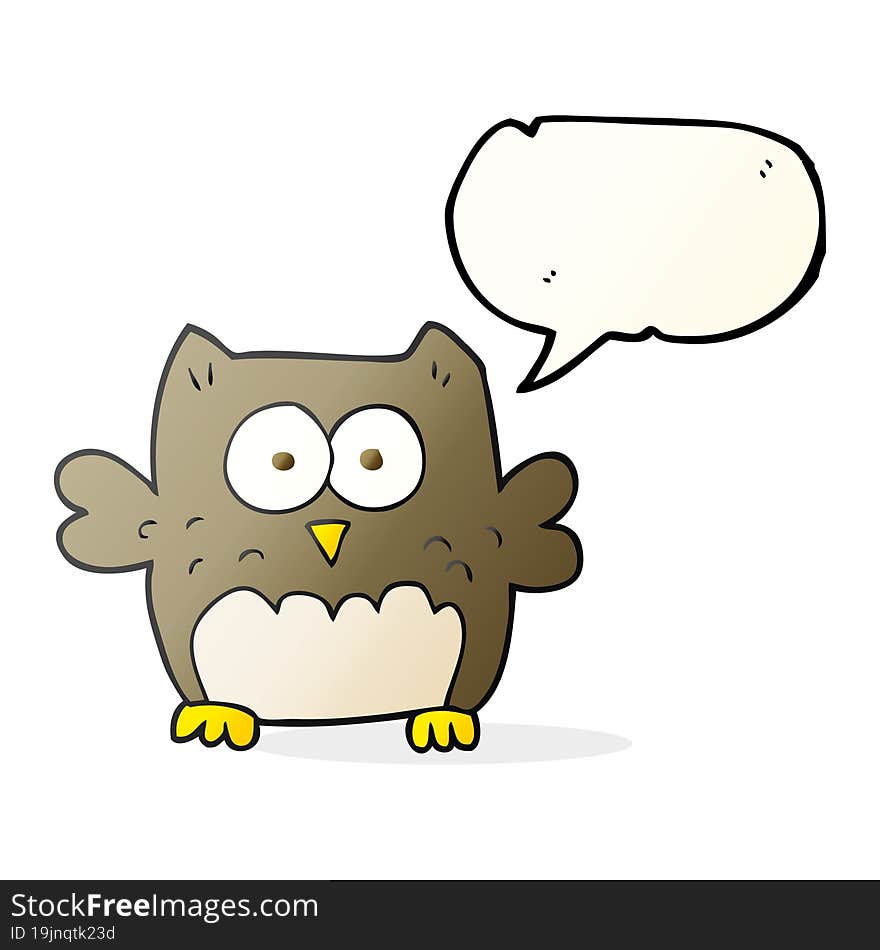 freehand drawn speech bubble cartoon owl