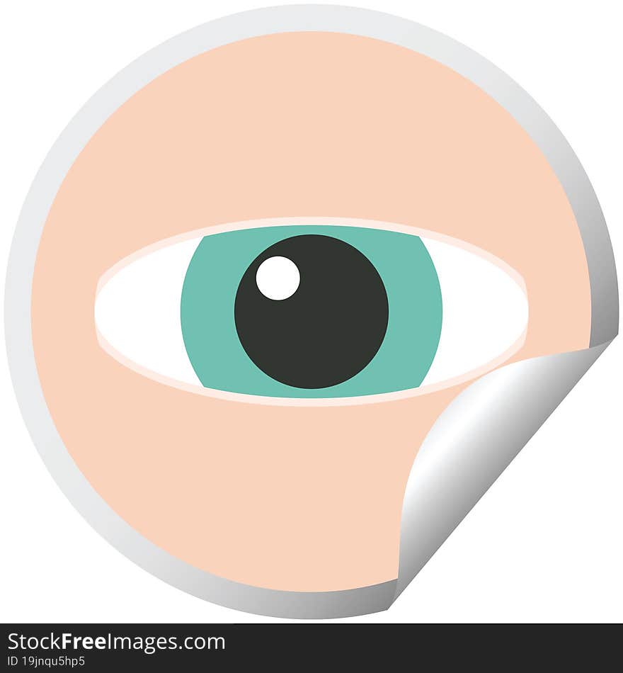 staring eye graphic vector illustration circular sticker. staring eye graphic vector illustration circular sticker