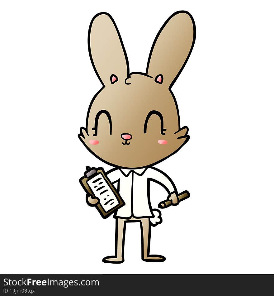 cute cartoon rabbit with clipboard. cute cartoon rabbit with clipboard