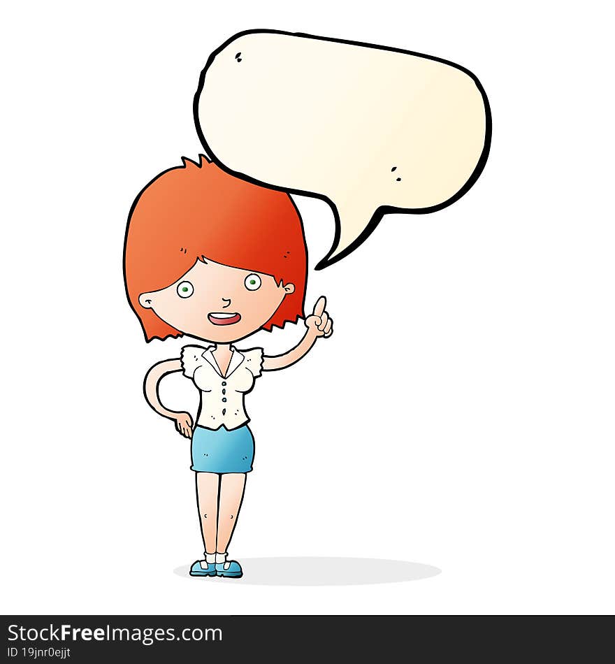 Cartoon Woman With Idea With Speech Bubble