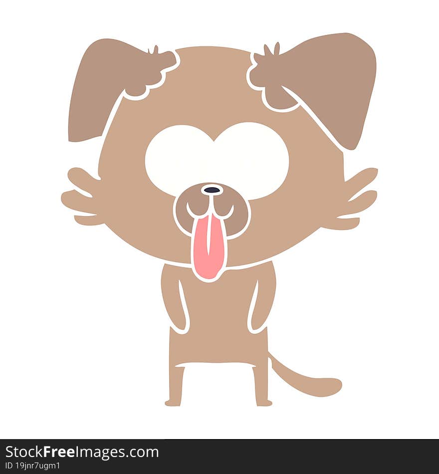 flat color style cartoon dog with tongue sticking out