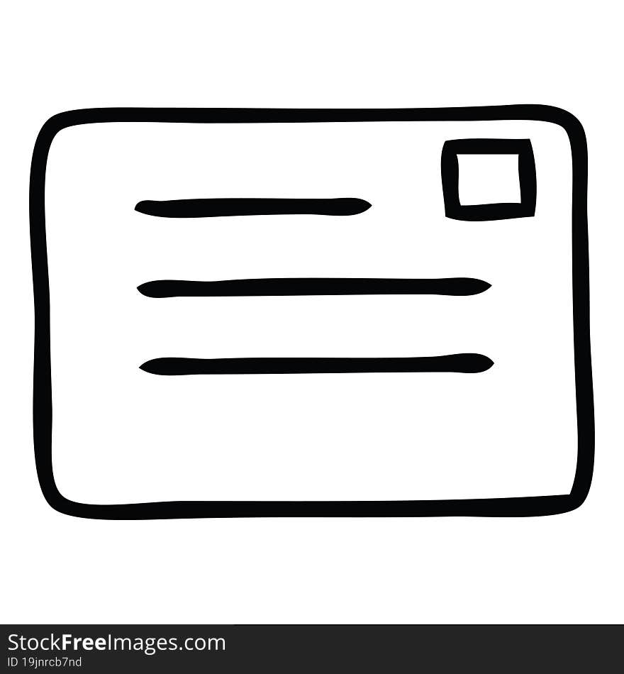 line drawing cartoon of a paper envelope