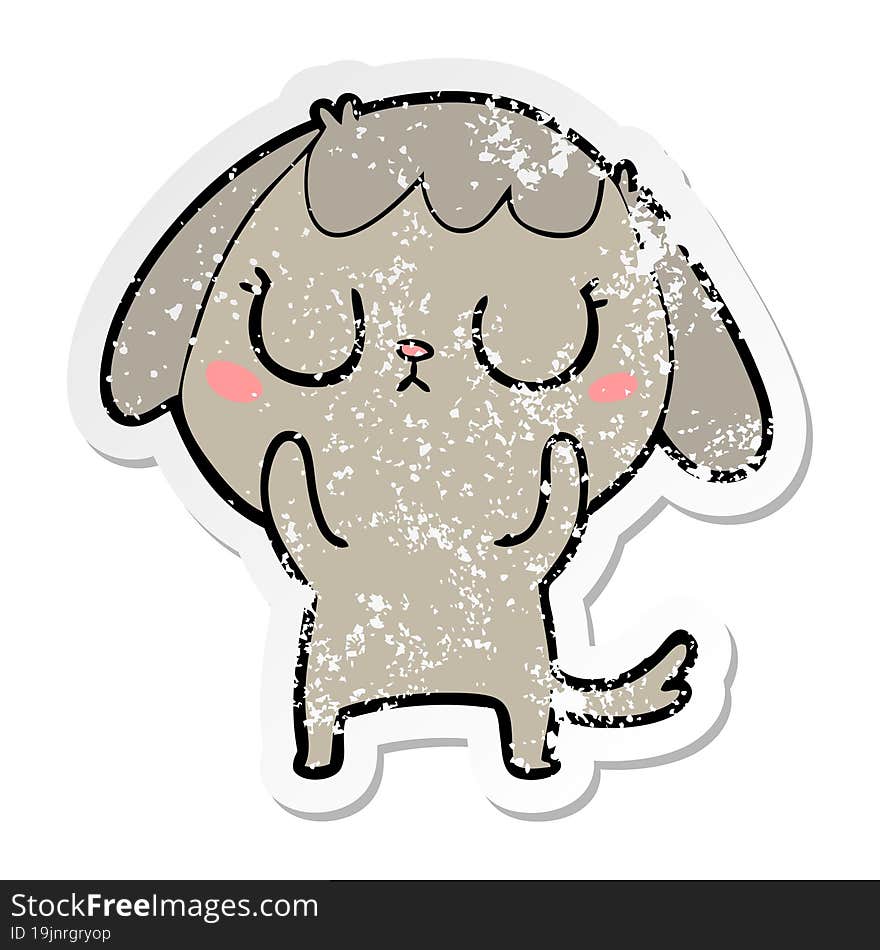 Distressed Sticker Of A Cute Cartoon Dog