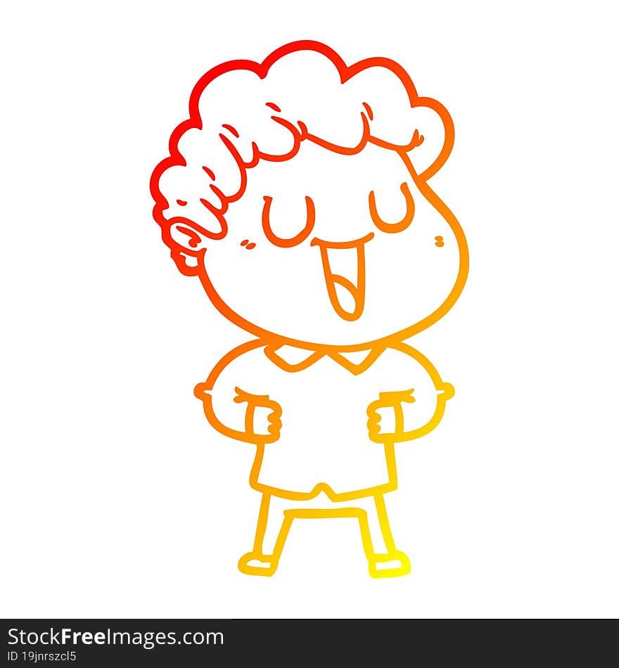 Warm Gradient Line Drawing Laughing Cartoon Man