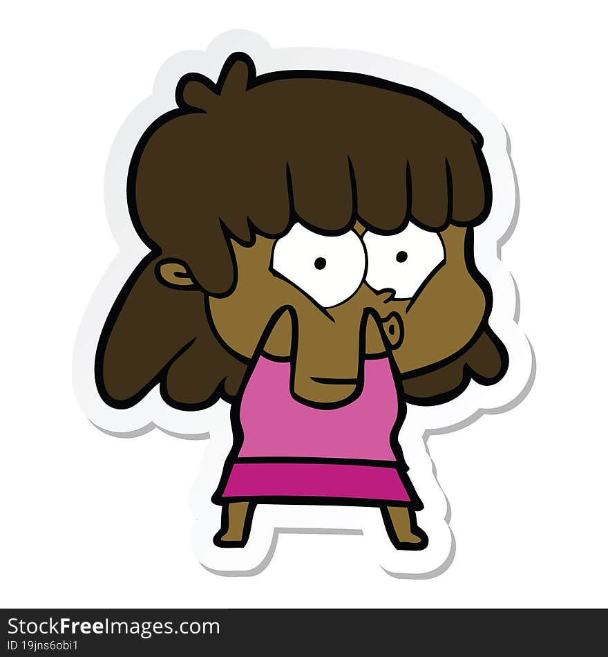 sticker of a cartoon whistling girl