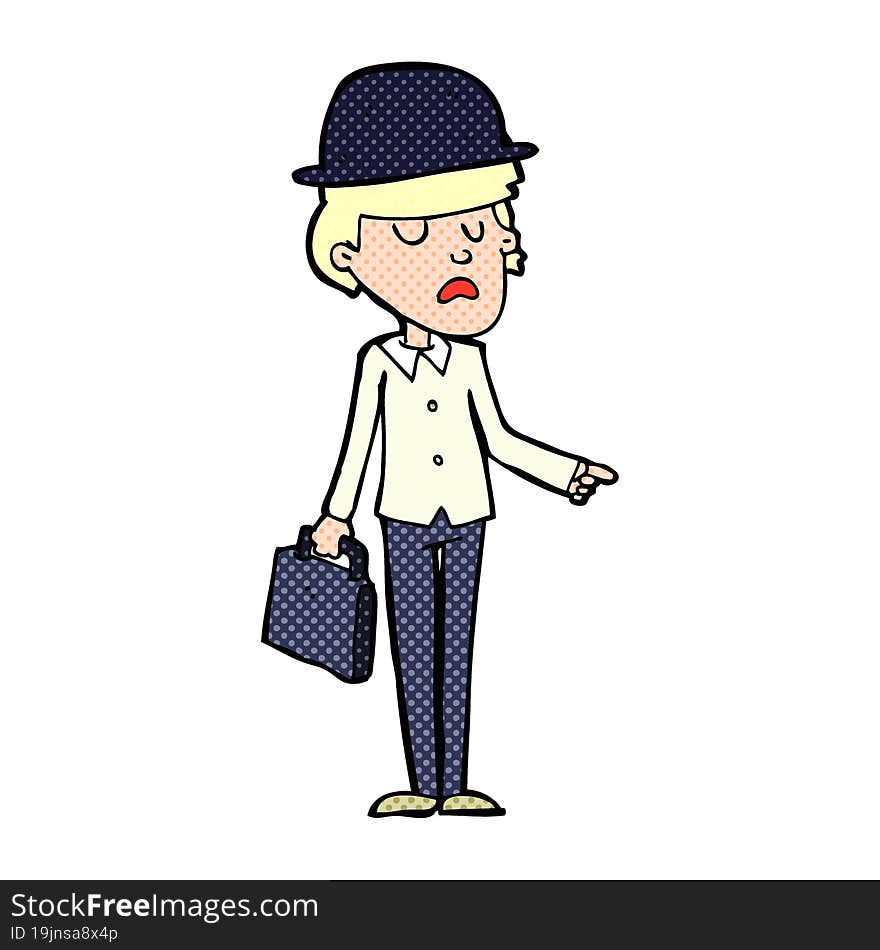 Cartoon Man In Bolwer Hat