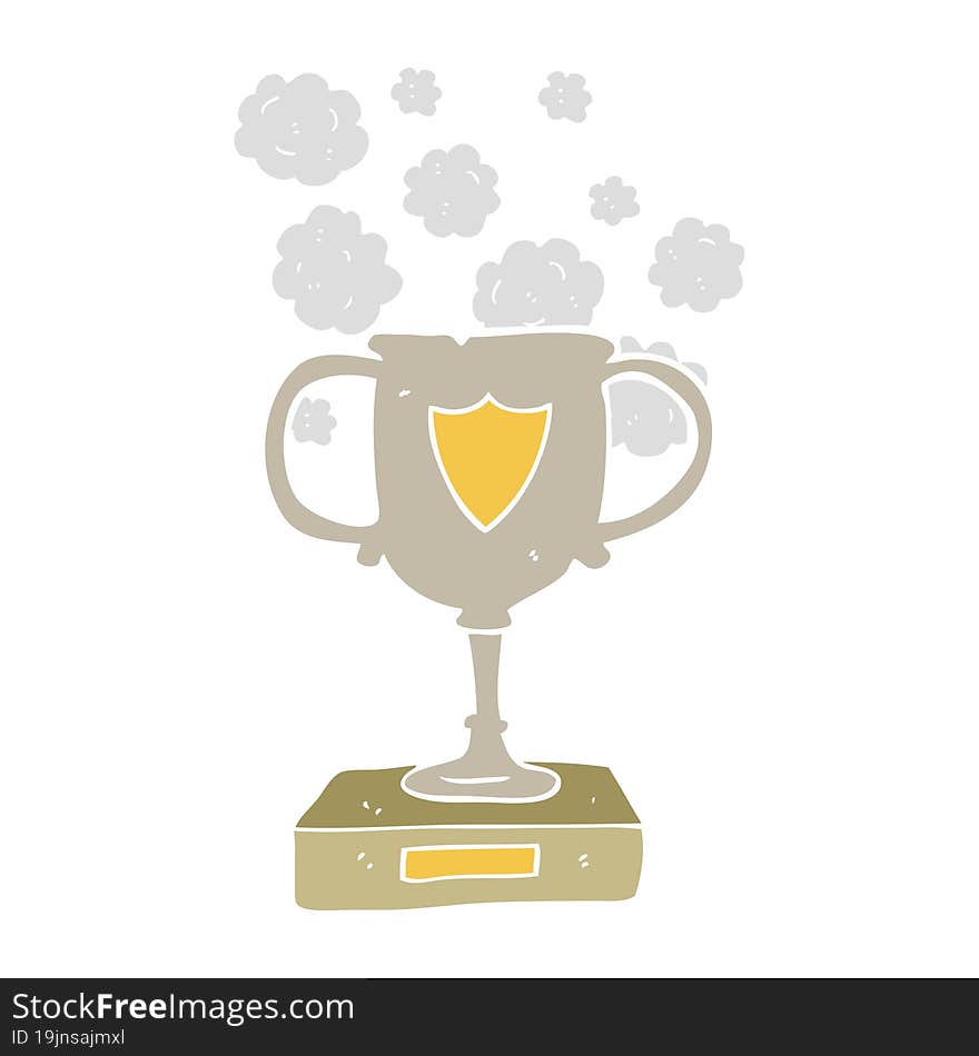 flat color illustration of a cartoon old trophy