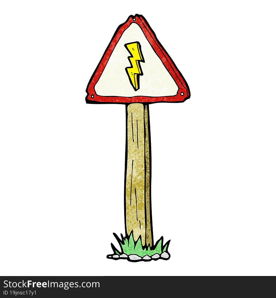 cartoon electrical warning sign