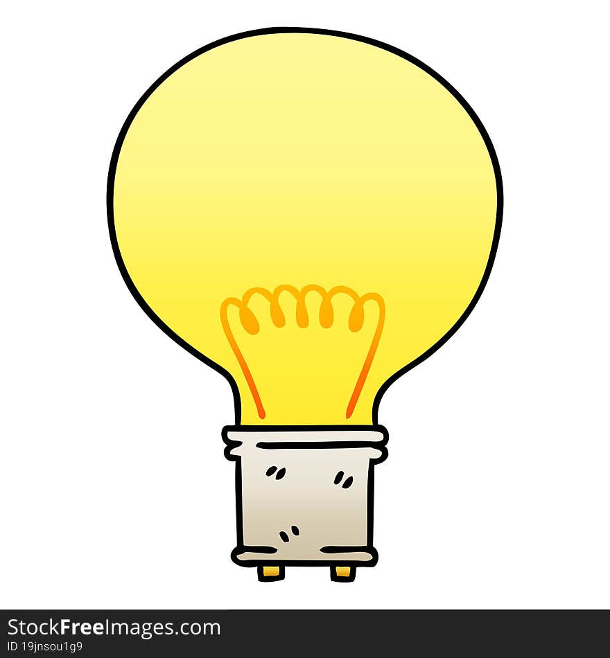 gradient shaded quirky cartoon light bulb. gradient shaded quirky cartoon light bulb