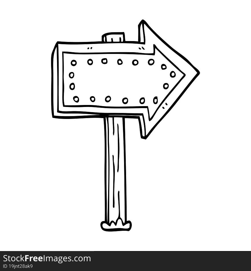 Line Drawing Cartoon Lit Up Sign