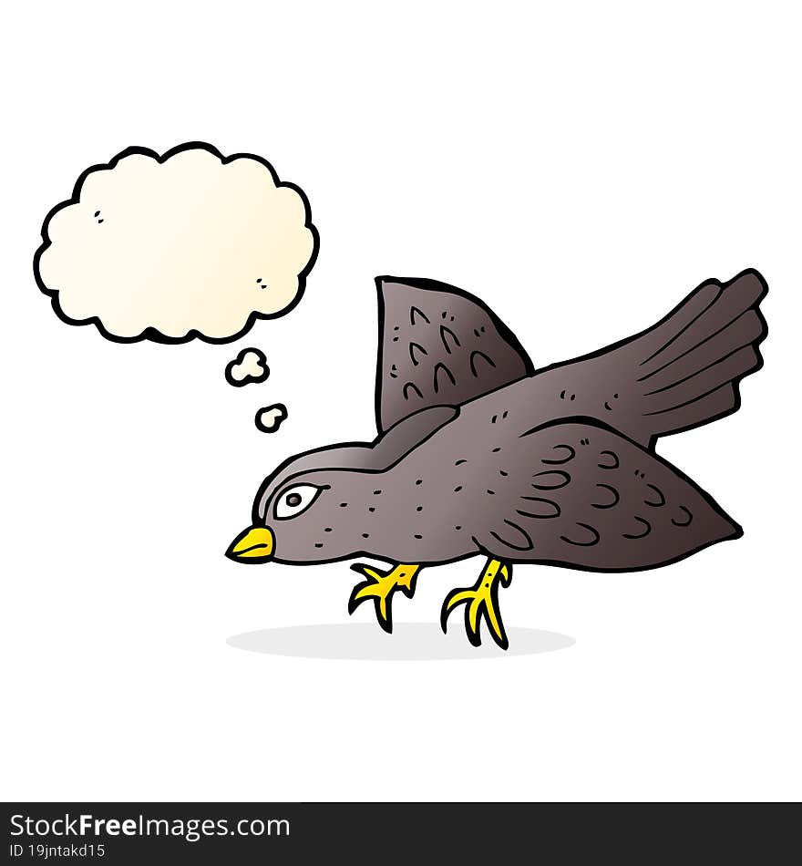 cartoon bird with thought bubble