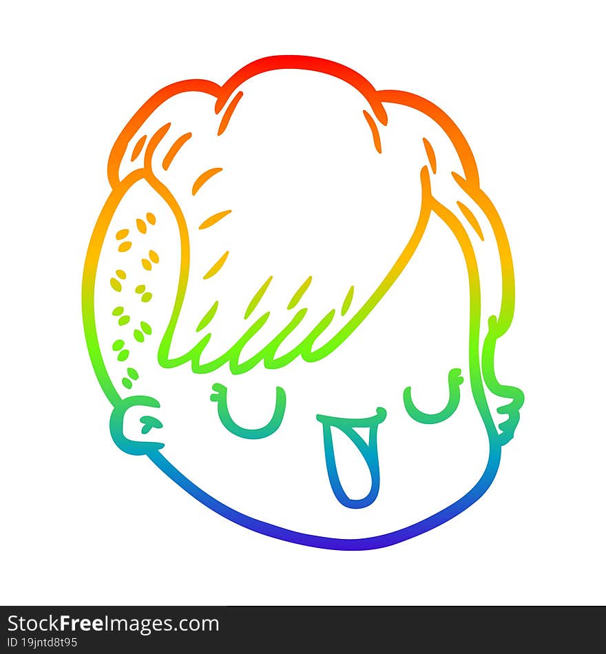 rainbow gradient line drawing cartoon female face