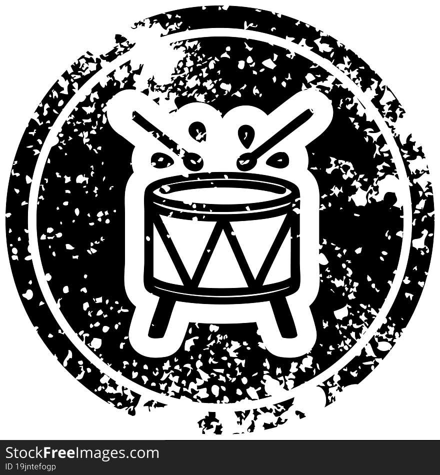 beating drum distressed icon symbol