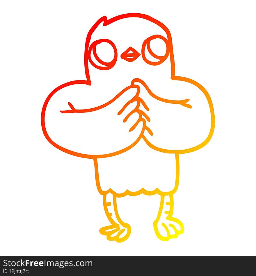 warm gradient line drawing of a cartoon bird with plan