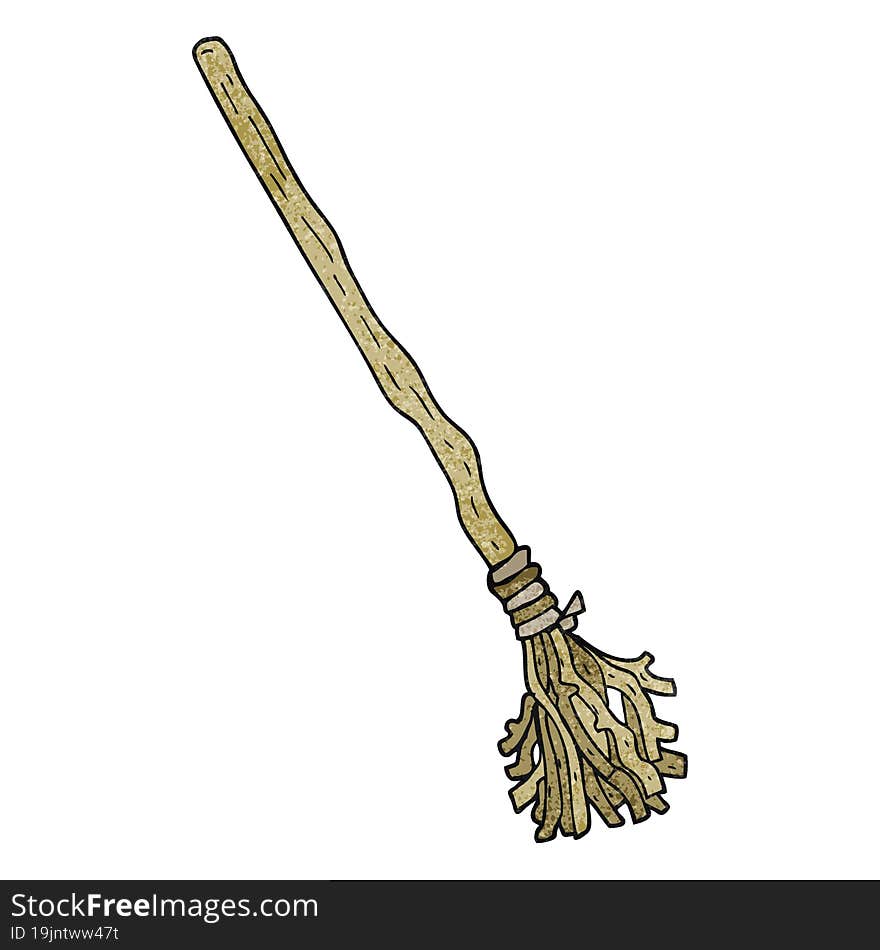 freehand textured cartoon broomstick