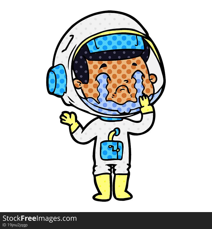 cartoon crying astronaut. cartoon crying astronaut