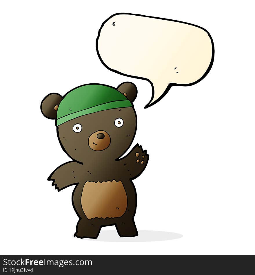 Cute Cartoon Black Bear With Speech Bubble