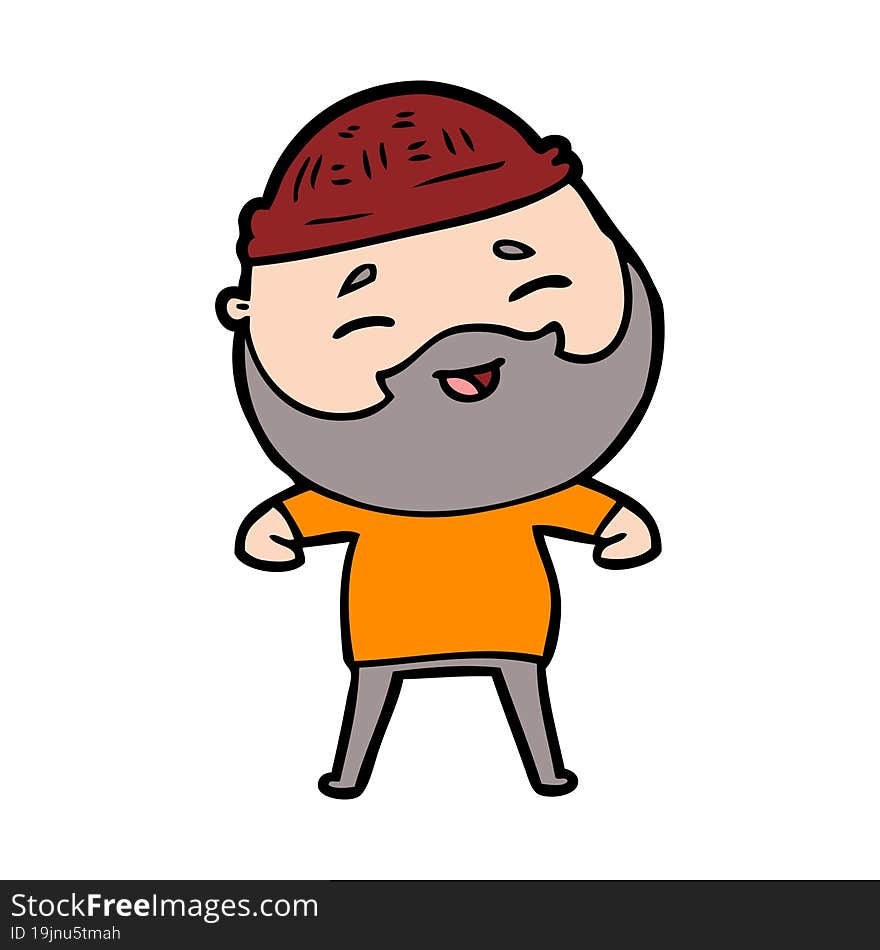 cartoon happy bearded man. cartoon happy bearded man