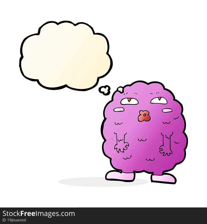 funny cartoon monster with thought bubble