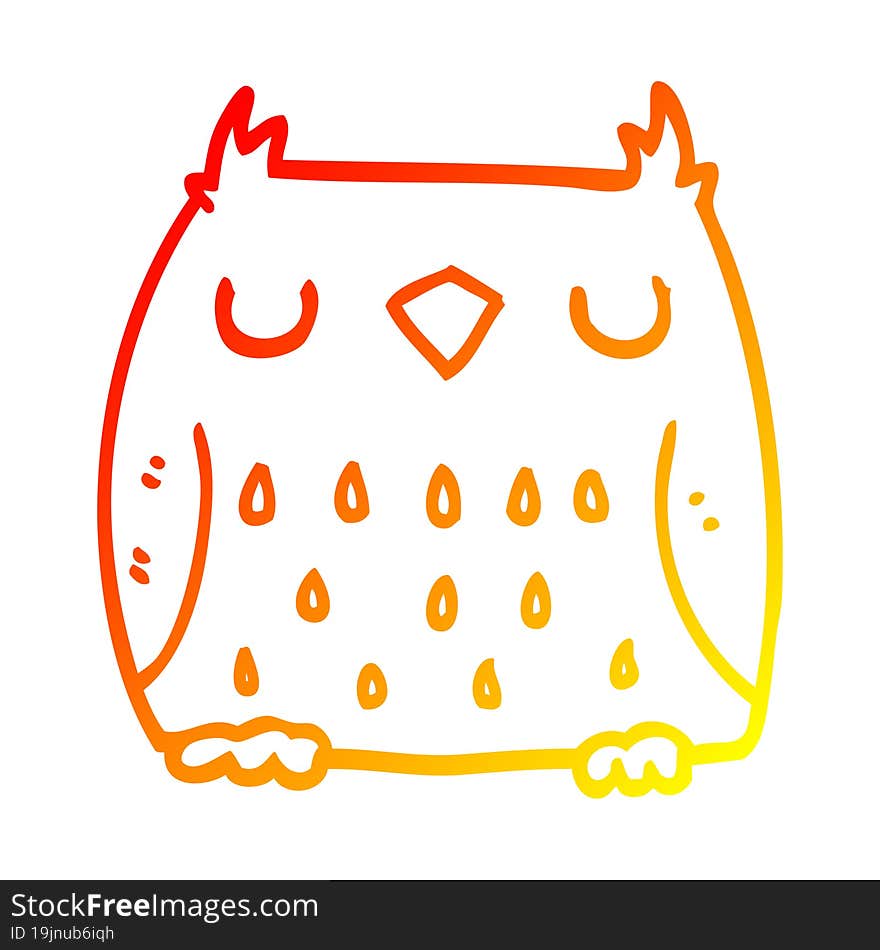 warm gradient line drawing cute cartoon owl