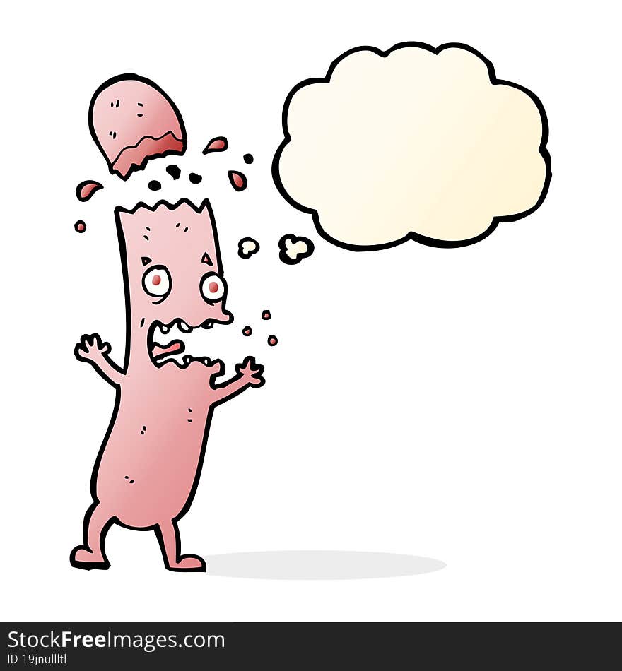 Cartoon Undercooked Sausage With Thought Bubble