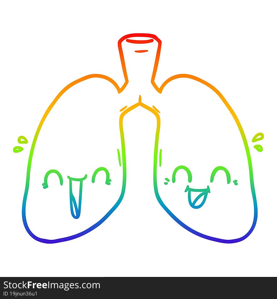 rainbow gradient line drawing cartoon happy lungs