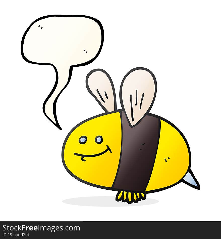 freehand drawn speech bubble cartoon bee