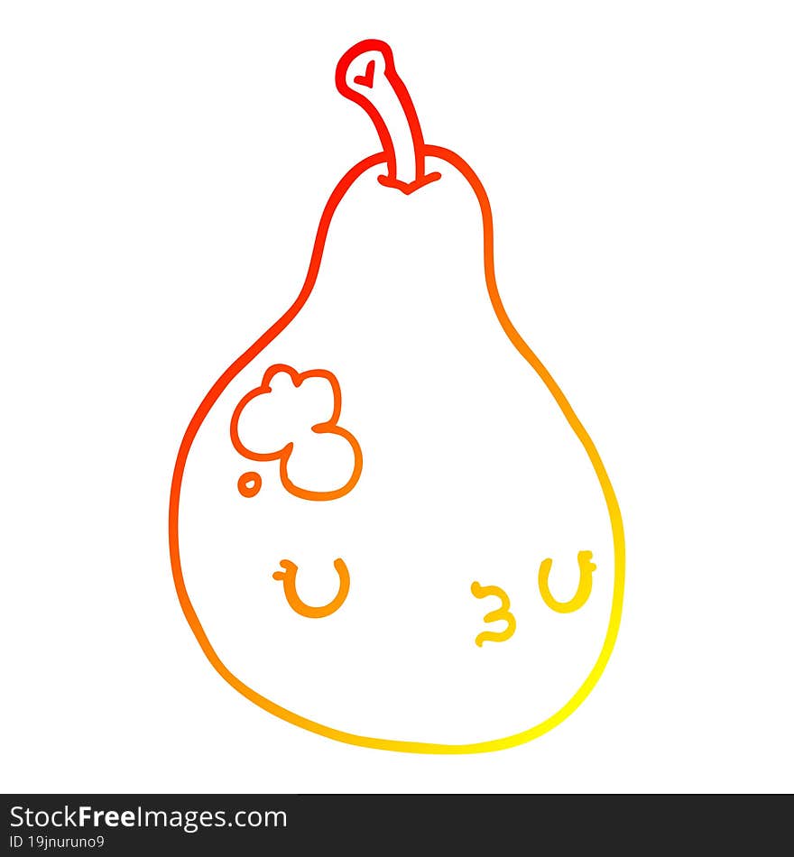 warm gradient line drawing cartoon pear